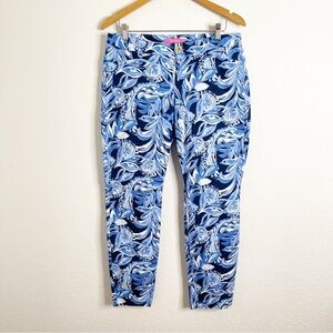Lilly‎ Pulitzer Kelly Stretch Pants High Tide Navy You’re The Zest Size 12